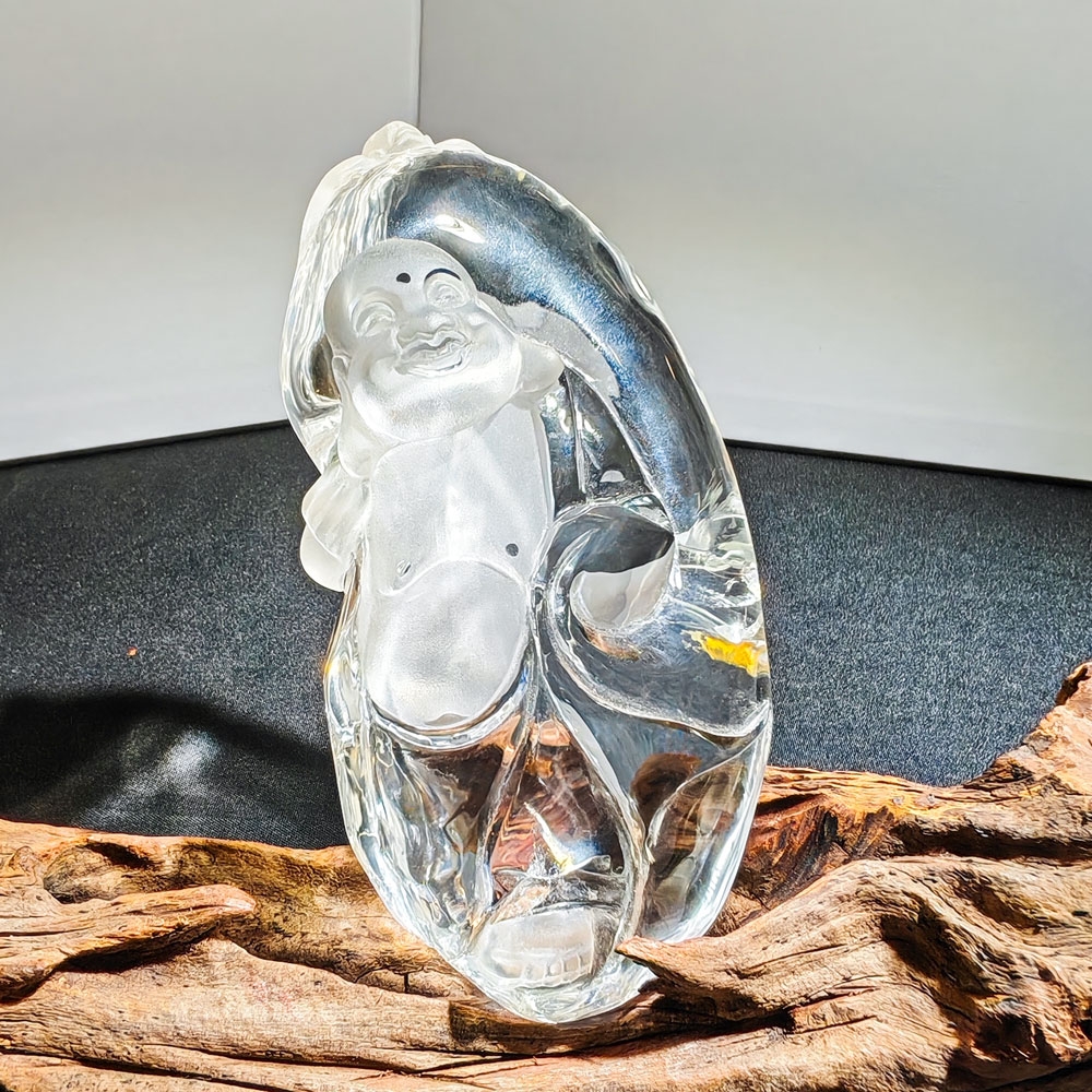 白水晶弥勒佛摆件,你笑口常开!