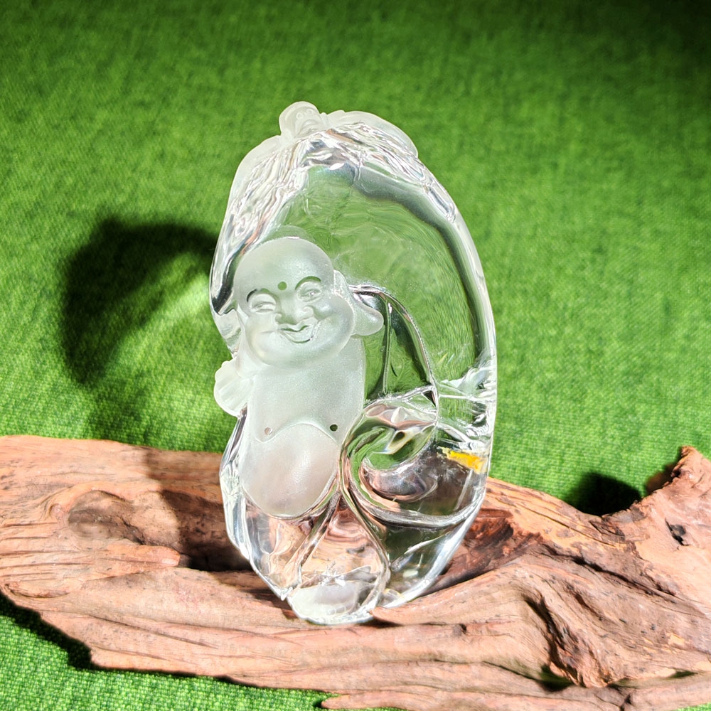 白水晶弥勒佛摆件,你笑口常开!